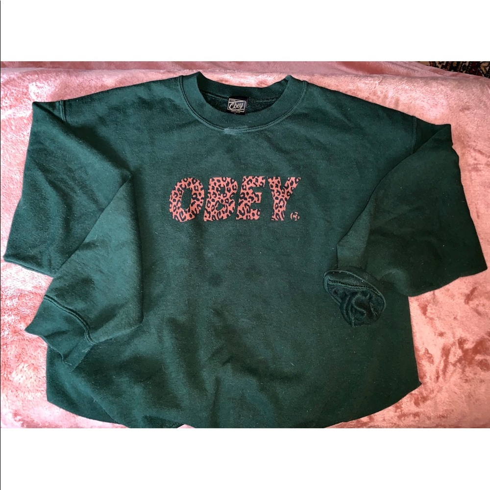 Obey Green and Cheetah Sweatshirt